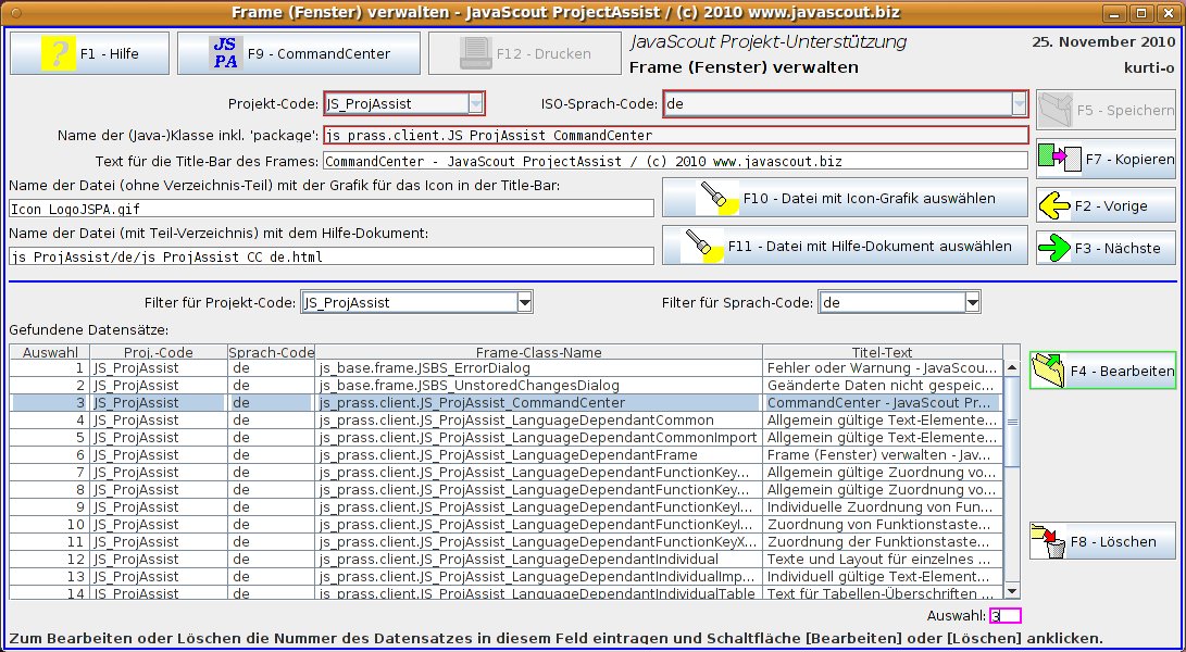 Task-Frame für die Verwaltung eines Fensters (Frame)